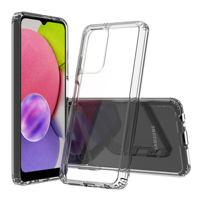For Samsung Galaxy A03S Hybrid Transparent Clear Acrylic Back Hard PC & Soft TPU Full Protective Bumper Extra Shock-Absorb  Phone Case Cover