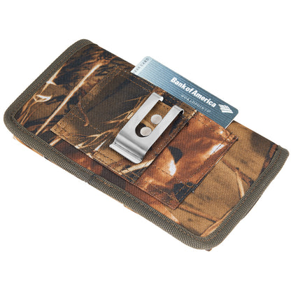 For Samsung Galaxy S21 Ultra Universal Horizontal Cell Phone Case Camo Print Holster Carrying Pouch with Belt Clip & 2 Card Slots fit Large Devices 6.3" [Camouflage]