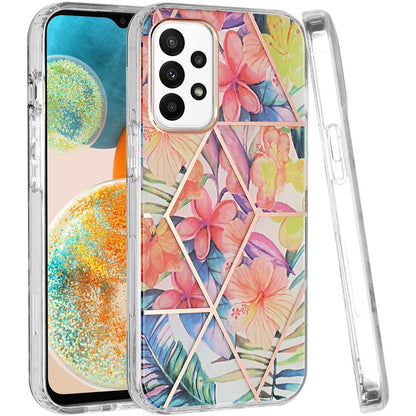 For Samsung Galaxy A23 5G Fashion Floral IMD Design Flower Pattern Hybrid Protective Hard Rubber TPU Slim Back  Phone Case Cover