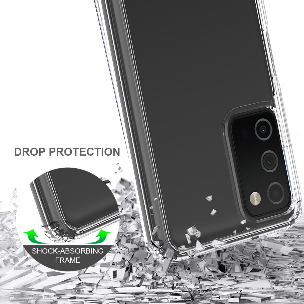 For Samsung Galaxy A03S Hybrid Transparent Clear Acrylic Back Hard PC & Soft TPU Full Protective Bumper Extra Shock-Absorb  Phone Case Cover