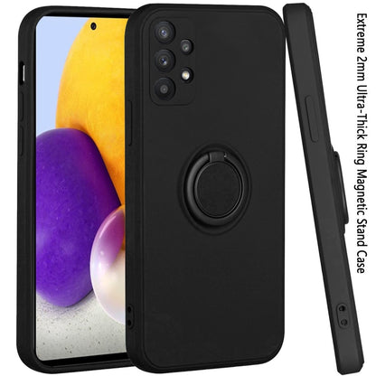 For Samsung Galaxy A73 5G Slim Silicone Soft Rubber Hybrid with Ultra-Thick Ring Magnetic Stand Holder Car Mount Supported Hard Protective  Phone Case Cover