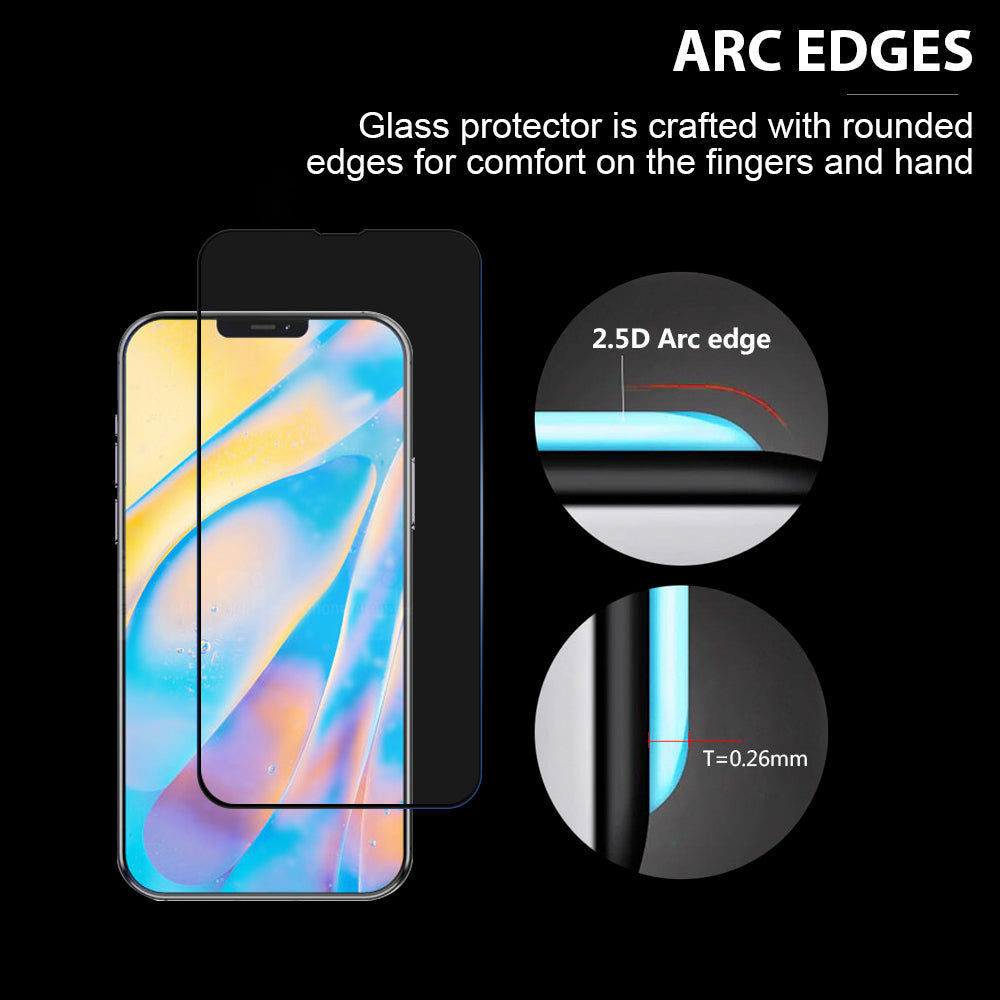 For Apple iPhone 13 Mini (5.4") Full-Coverage Tempered Glass Screen Protector [2.5D Round Edge] Tempered Glass Film 0.3mm Full Cover Clear Black Screen Protector