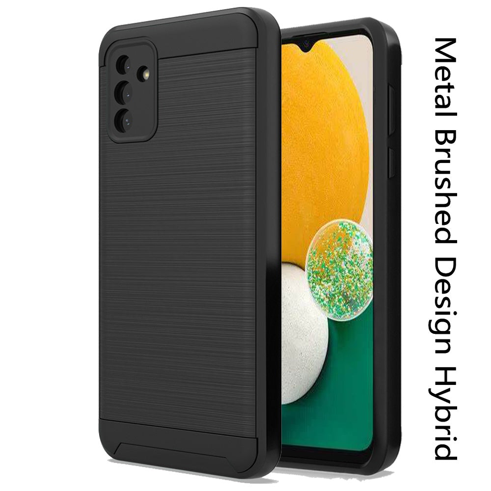 For Samsung Galaxy A13 5G Hybrid Rugged Brushed Metallic Design [Soft TPU + Hard PC] Dual Layer Shockproof Armor Impact  Phone Case Cover