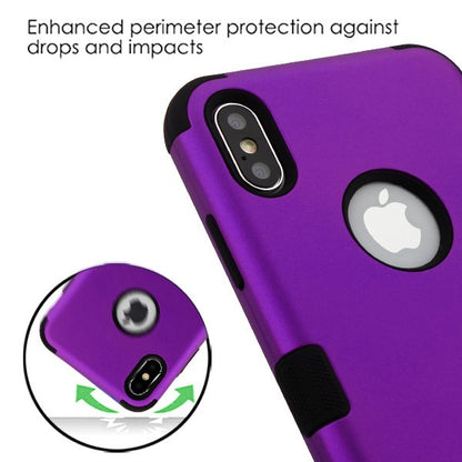 For Apple iPhone XS Max Hybrid Three Layer Hard PC Shockproof Heavy Duty TPU Rubber Anti-Drop Purple Phone Case Cover