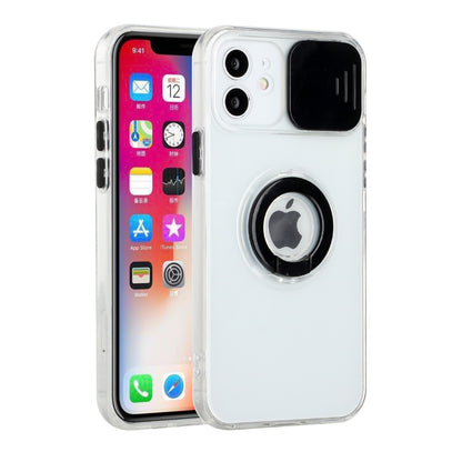 For Apple iPhone 13 Mini (5.4") Transparent Cases with Ring Stand & Camera Window, Slide Lens Protection Hybrid Shockproof  Phone Case Cover
