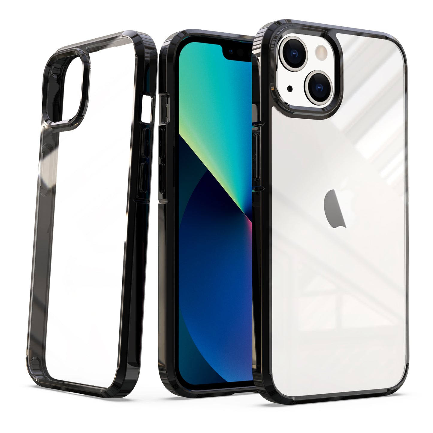 For Apple iPhone 11 (6.1") Transparent Designed Slim Thick Hybrid Hard PC Back and TPU Frame Bumper Protective Matte Black Phone Case Cover