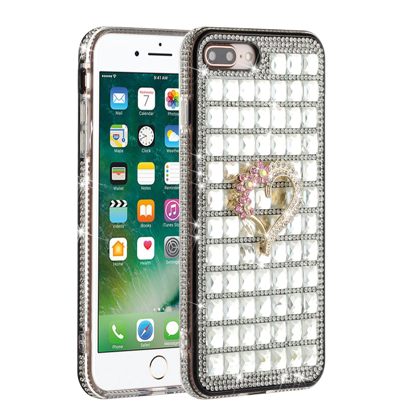 For Apple iPhone 8 Plus/7 Plus/6 Plus/6s Plus Fashion Luxury 3D Bling Diamonds Rhinestone Jeweled Ornament Shiny Crystal  Phone Case Cover