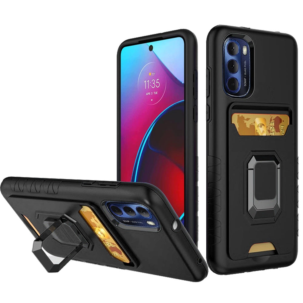 For Motorola Moto G Stylus 2022 4G Wallet Case Designed with Credit Card Holder & Magnetic Stand Kickstand Ring Heavy Duty Hybrid Armor  Phone Case Cover