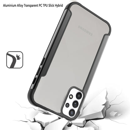 For Samsung Galaxy A73 5G Hybrid Aluminum Alloy Metal Clear Transparent Back PC TPU Bumper Frame Shockproof  Phone Case Cover
