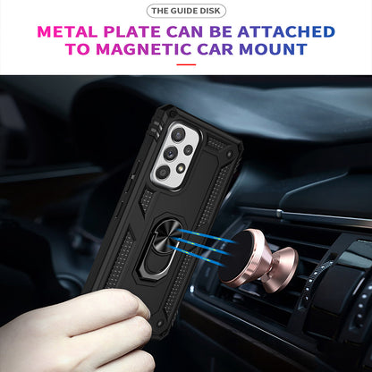 For Samsung Galaxy A53 5G Military Grade Heavy Duty Armor Hybrid with Rotating Metal Ring Kickstand Finger Loop Stand  Phone Case Cover