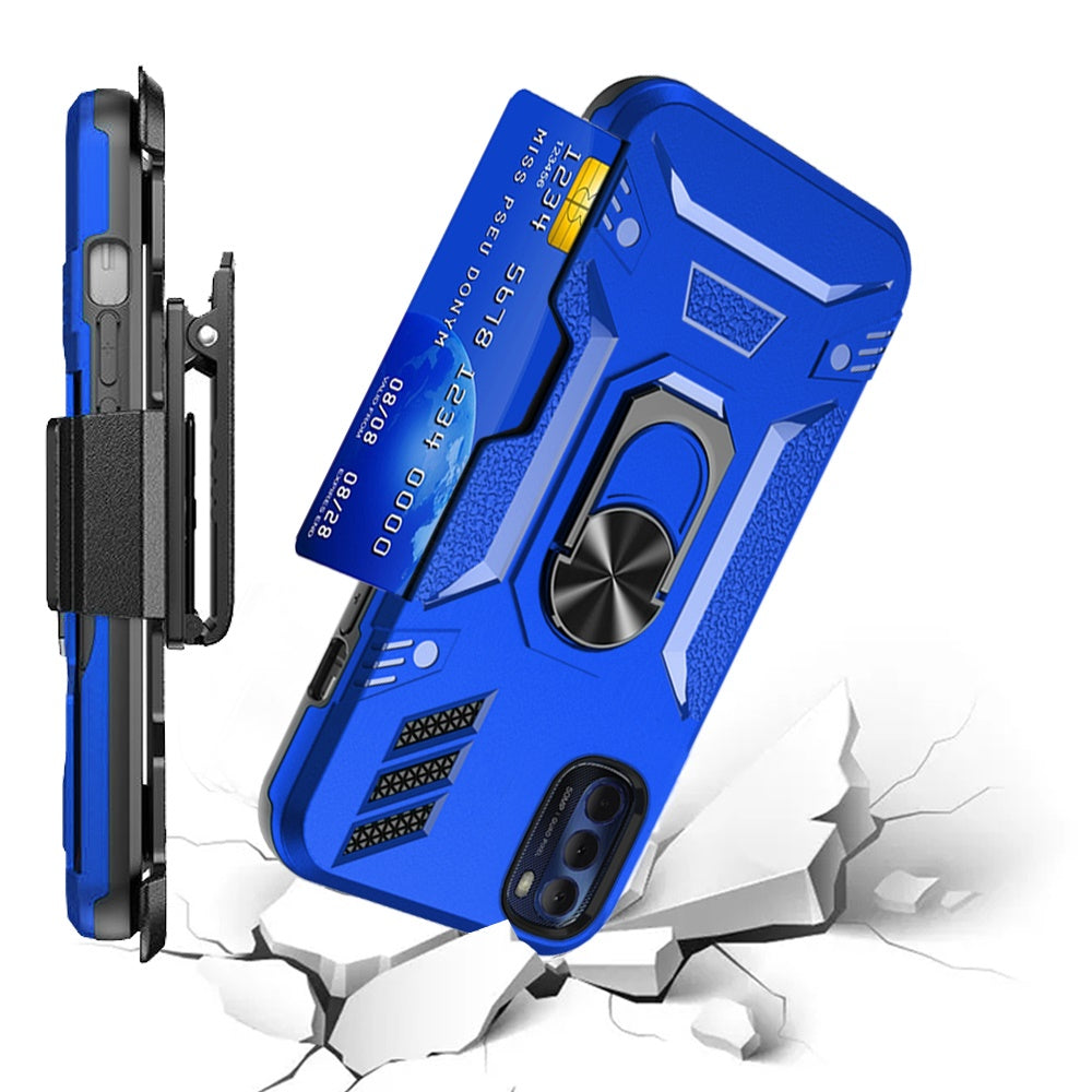 For Motorola Moto G Stylus 2022 4G Wallet Case with Invisible Credit Card Holder 3in1 Combo Holster Clip and Ring Kickstand  Phone Case Cover