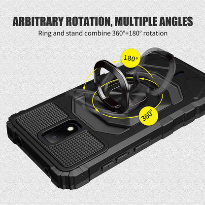 For TCL Stylus 5G Full-Body 2in1 Magnetic Car Mount Metal Ring Holder Kickstand Heavy Duty Hybrid Armor Defender  Phone Case Cover