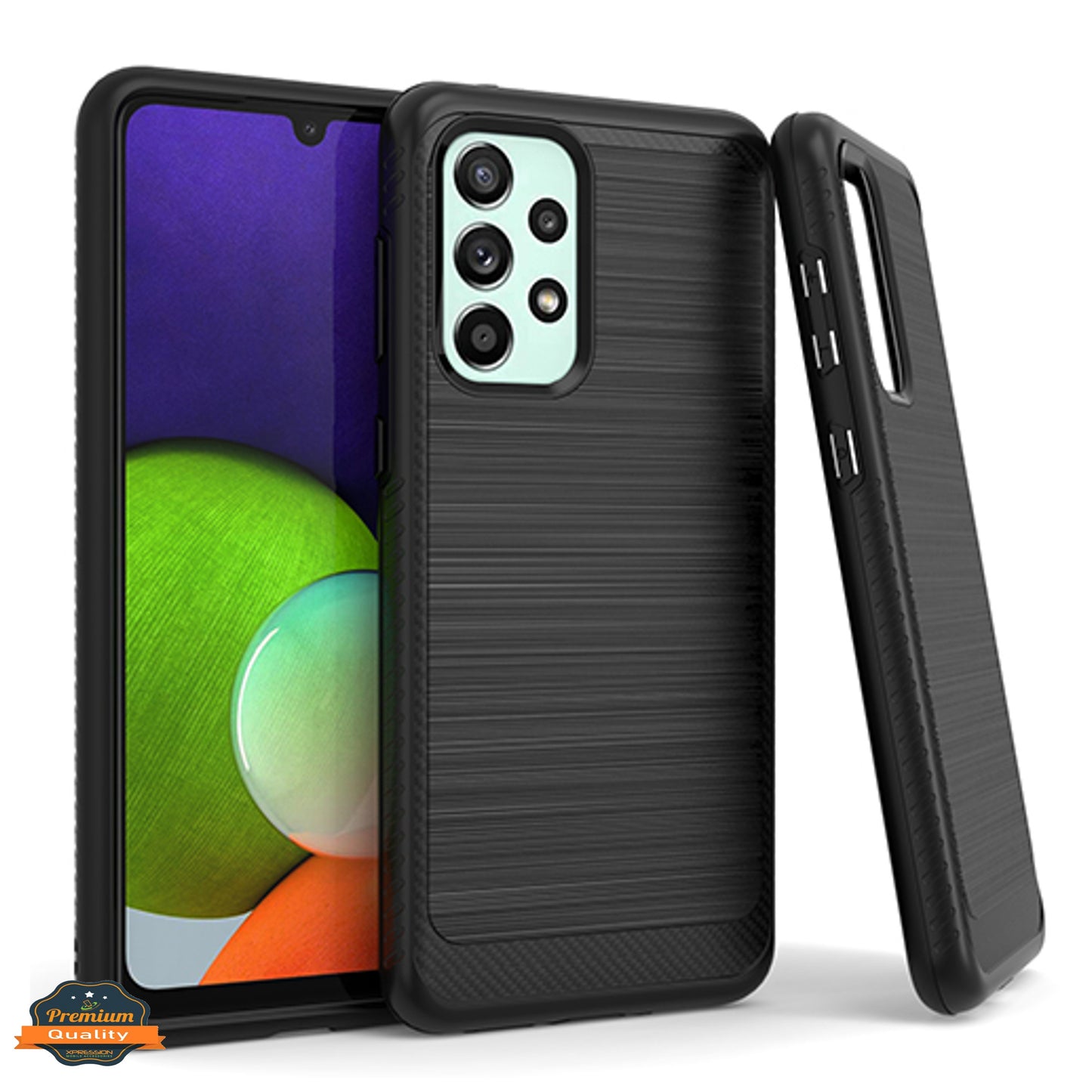 For Samsung Galaxy A33 5G Brushed Texture Rugged Carbon Fiber Design Hybrid Shockproof Dual Layers Hard PC Protective  Phone Case Cover