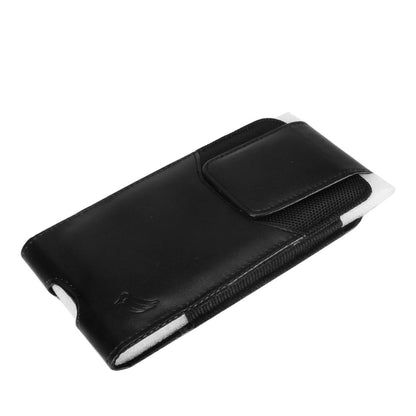 For Nokia C200 Vertical Leather Cell Phone Carrying Case Pouch with Belt Clip Holster Universal Tactical Phone Holder [Black]