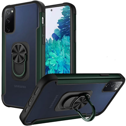 For Samsung Galaxy S20 FE /Fan Edition 5G Clear Alloy Hybrid with Ring Holder Kickstand [Magnetic Car Mount Feature]  Phone Case Cover