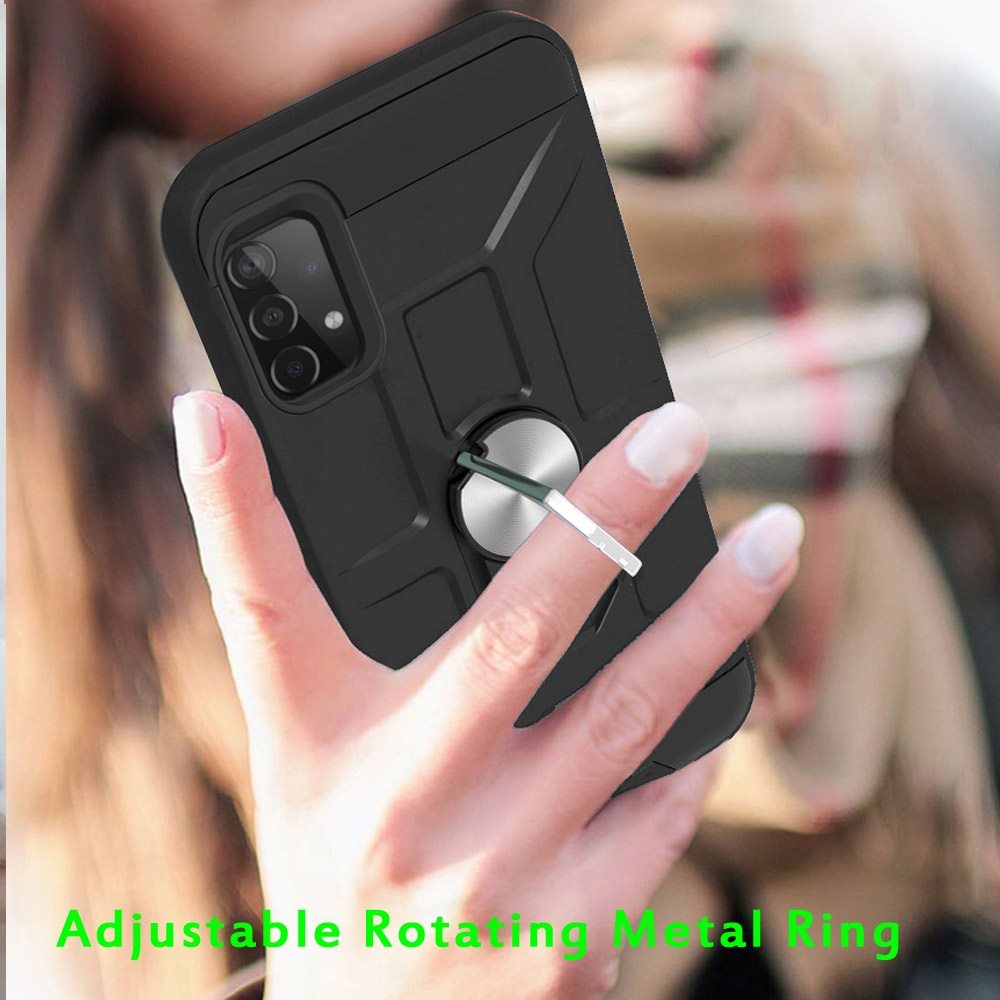 For Samsung Galaxy A32 4G Cases with Stand Kickstand Ring Holder [360° Rotating] Armor Dual Layer Work with Magnetic Car Mount PC+TPU Hard  Phone Case Cover