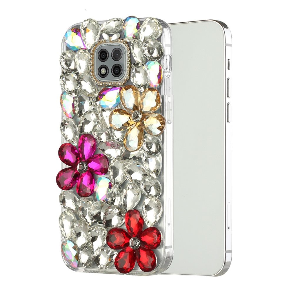 For Samsung Galaxy S22 Bling Clear Crystal 3D Full Diamonds Luxury Sparkle Rhinestone Hybrid TPU Protective Gold/ Pink/ Red Phone Case Cover