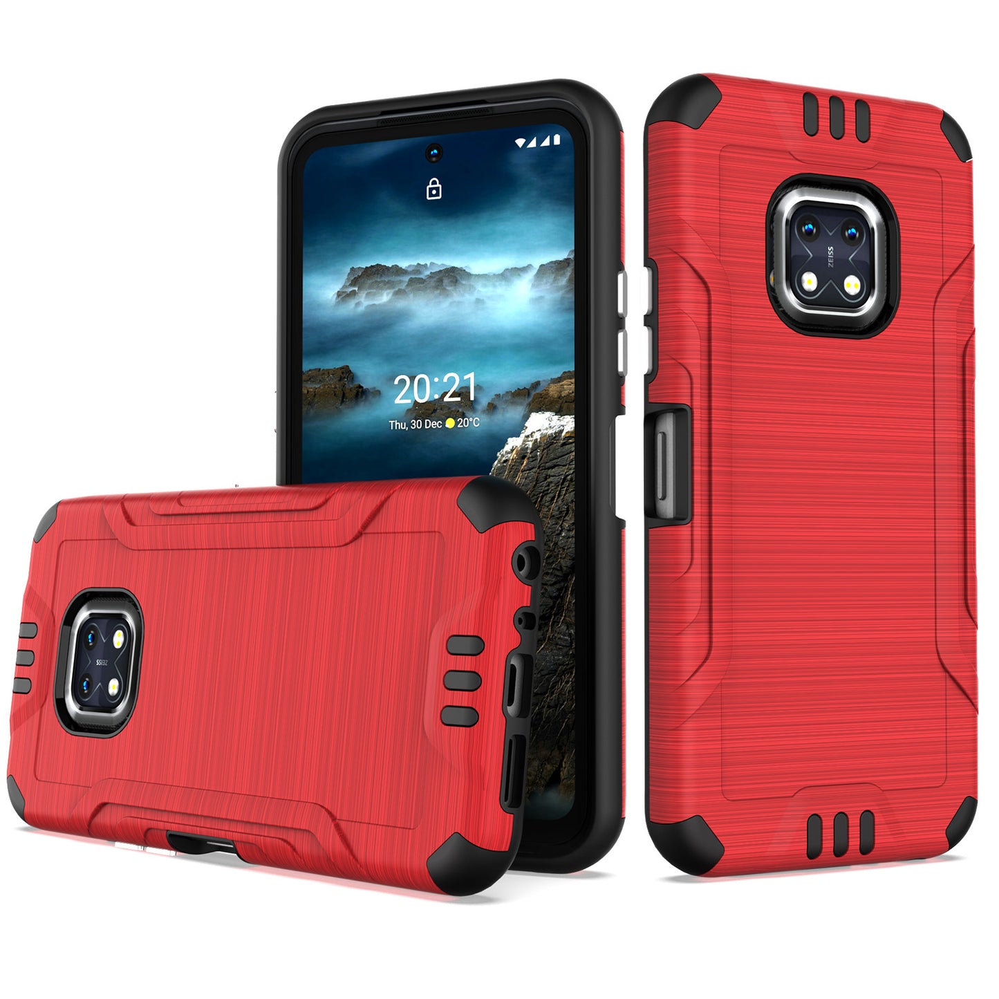 For Nokia XR20 Hybrid Dual Layer Slim Defender Armor Tuff Metallic Brush Texture Finishing Shockproof Hard PC + TPU Rubber  Phone Case Cover