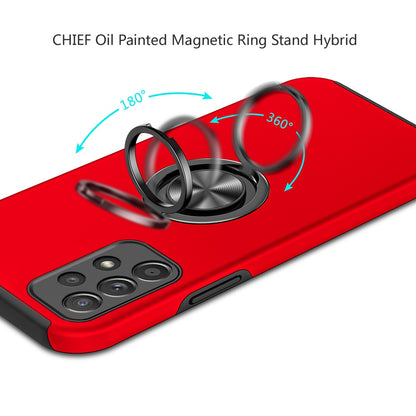 For Samsung Galaxy A32 5G Hybrid 360 Rotatable Invisible Ring Stand Holder Fit Magnetic Car Mount Shockproof Slim Red Phone Case Cover