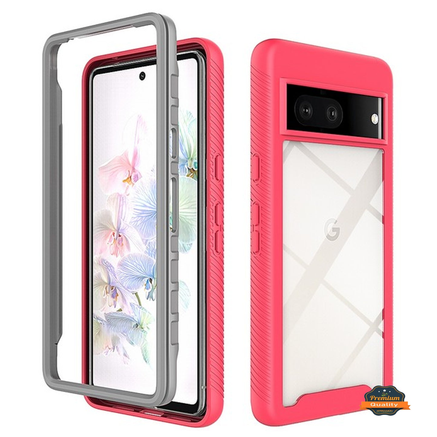 For Google Pixel 7 Pro Full Body Armor Slim Hybrid Double Layer Hard PC + TPU Transparent Back Rugged Frame Shockproof  Phone Case Cover