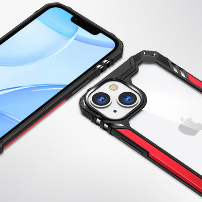 For Apple iPhone 11 (6.1") Metal Frame Transparent Hybrid Rubber TPU + Hard PC Color Bumper Frame Shockproof  Phone Case Cover