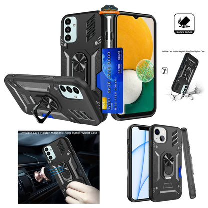 For Samsung Galaxy A33 5G Wallet Case Hybrid Ring Stand with Invisible Credit Card Holder Heavy Duty Shockproof Rugged  Phone Case Cover