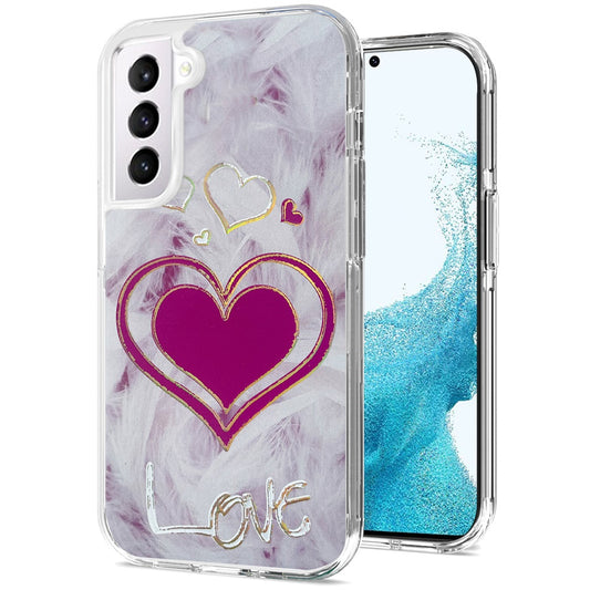 For Samsung Galaxy S22 Ultra Stylish Gold Layer Printing Design Hybrid Rubber TPU Hard PC Shockproof Armor Rugged Slim Love Phone Case Cover