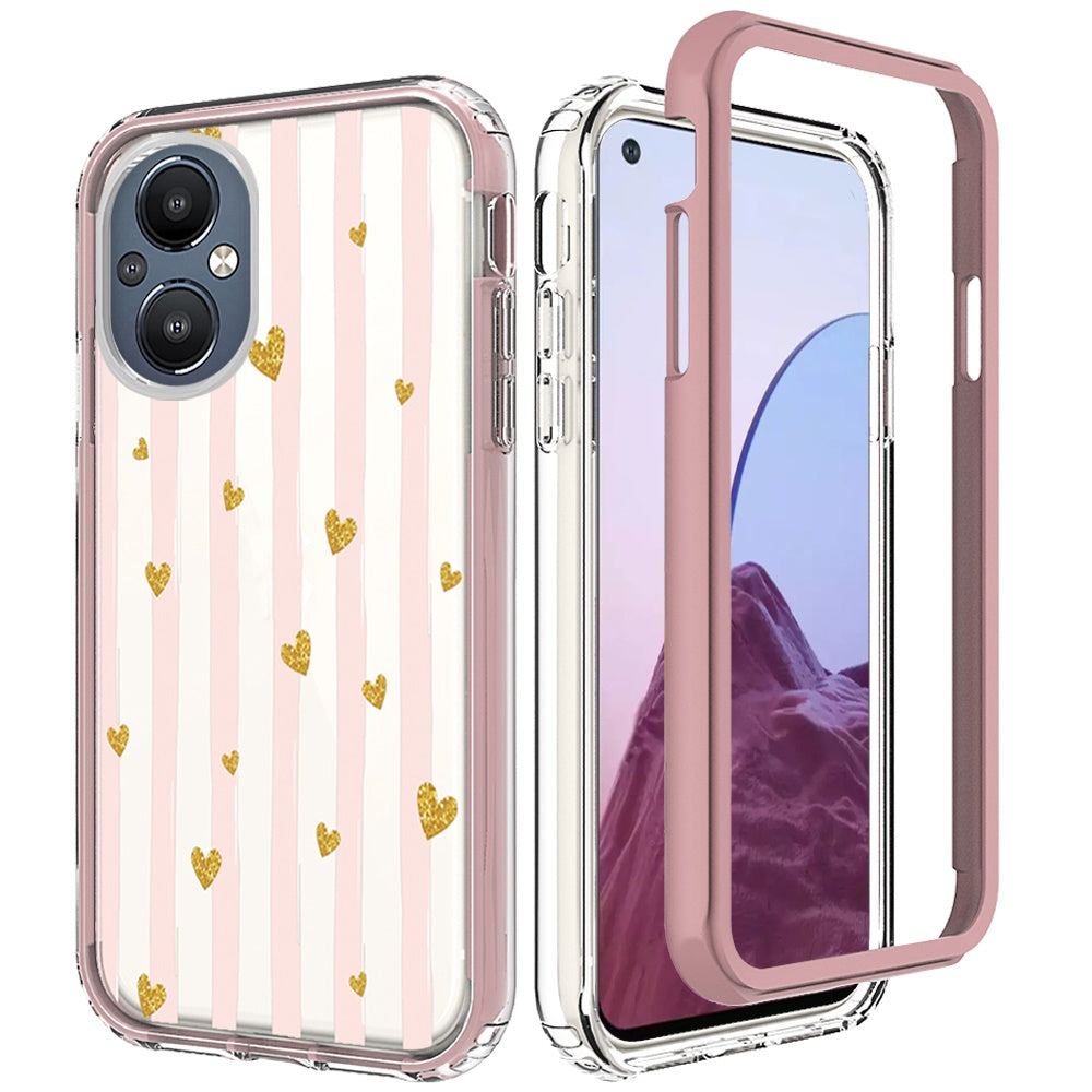 For OnePlus Nord N20 5G Beautiful Design 3 in 1 Hybrid Triple Layer Armor Hard Plastic PC Rubber TPU Shockproof Frame  Phone Case Cover