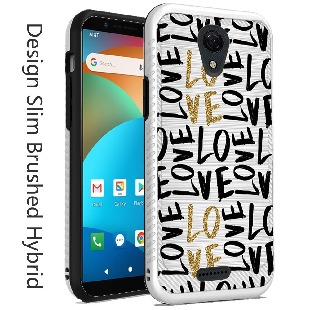 For AT&T Fusion Z, Motivate Cute Design Printed Pattern Fashion Brushed Texture Shockproof Dual Layer Hybrid Slim Rubber Protective  Phone Case Cover