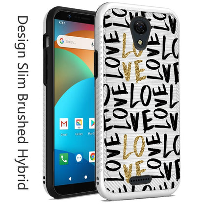 For AT&T Fusion Z, Motivate Cute Design Printed Pattern Fashion Brushed Texture Shockproof Dual Layer Hybrid Slim Rubber Protective  Phone Case Cover
