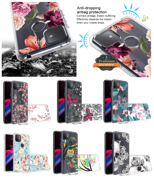 For Samsung Galaxy A53 5G Cases Pattern Design Ultra Thin Clear Hybrid Rubber Gummy TPU Grip + Hard PC Back Shockproof  Phone Case Cover