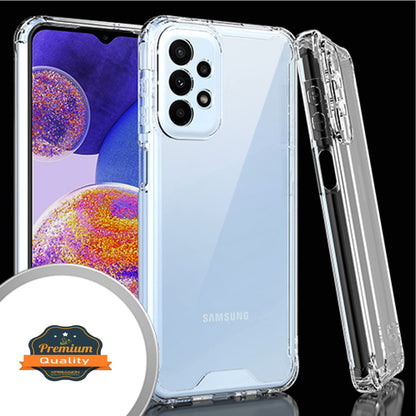 For Samsung Galaxy A23 5G Ultra Slim Frame Shockptoof Hybrid Rubber Silicone Gummy TPU Clear Hard Back Protective  Phone Case Cover