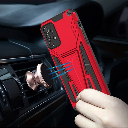 For Samsung Galaxy A23 5G Heavy Duty Protection Hybrid Built-in Kickstand Rugged Shockproof Military Grade Dual Layer Red Phone Case Cover