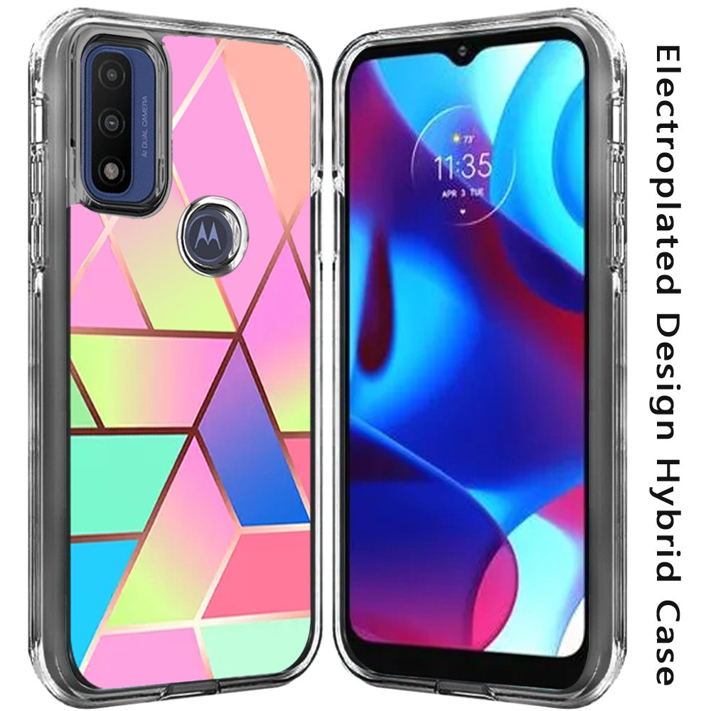 For Motorola Moto G Pure Electroplated Design Pattern Hybrid Luxury Fashion Hard PC TPU Bumper Hybrid Shook-Proof Armor  Phone Case Cover