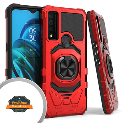 For Samsung Galaxy A23 5G Armor Hybrid Stand Ring Hard TPU Rugged Full-Body [Military-Grade] Magnetic Car Ring Holder Red Phone Case Cover