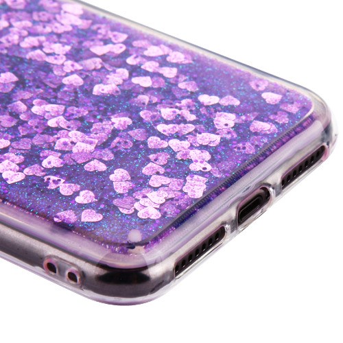For Apple iPhone XS Max Quicksand Liquid Glitter Bling Hybrid Flowing Sparkle Fashion Protector Skin Purple Phone Case Cover