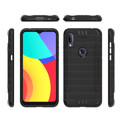 For Samsung Galaxy A22 5G Hybrid Dual Layer Slim Defender Armor Tuff Metallic Brush Texture Finishing Shockproof Hard TPU Rubber  Phone Case Cover