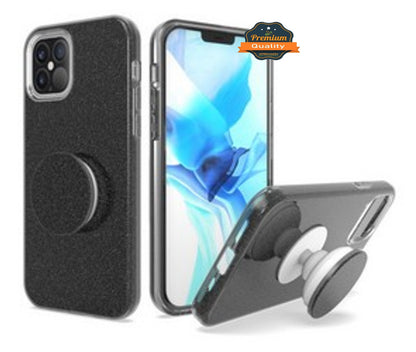 For Samsung Galaxy A22 5GGlitter Sparkle Slim Bling Hybrid Protective with Round Stand Shockproof Soft TPU Rubber  Phone Case Cover