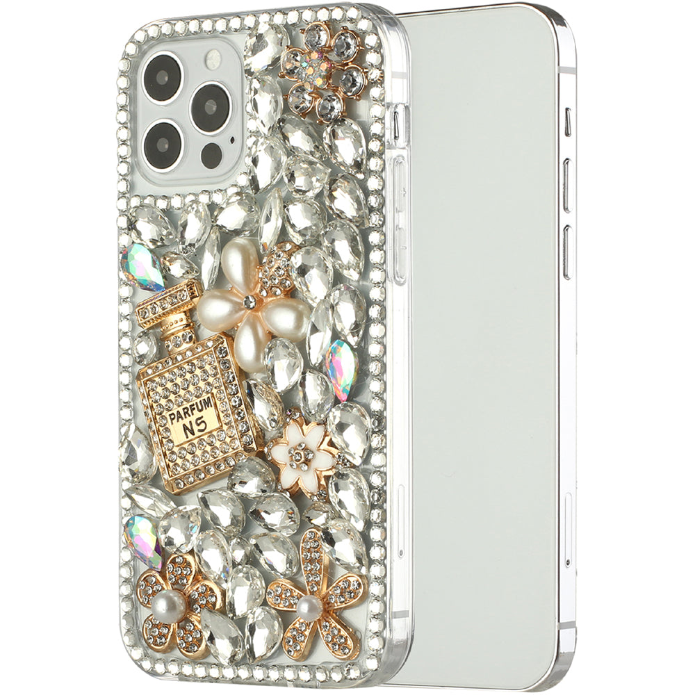 For Apple iPhone 13 (6.1") Bling Clear Crystal 3D Full Diamonds Luxury Sparkle Rhinestone Hybrid Protective  Phone Case Cover