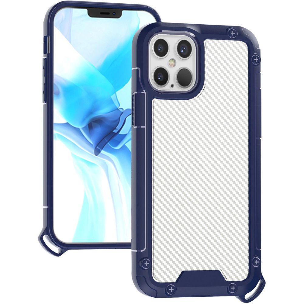 For Apple iPhone 13 Pro Max (6.7") Clear Matte Carbon Fiber Design Heavy Duty Shockproof Hybrid Armor Military Grade Drop Protection  Phone Case Cover