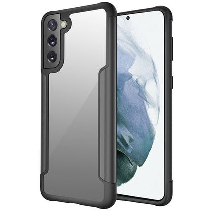 For Samsung Galaxy S22 Ultra Hybrid Aluminum Alloy Metal Clear Transparent Back PC TPU Bumper Frame Armor Shockproof Black Phone Case Cover