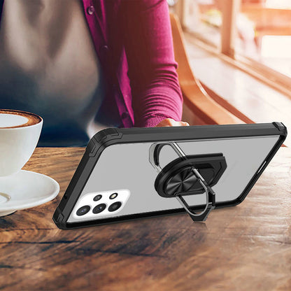 For Apple iPhone 13 Mini (5.4") Clear Silicone Shockproof Tuff Hybrid Protection Cover Transparent TPU with Magnetic Ring Kickstand  Phone Case Cover