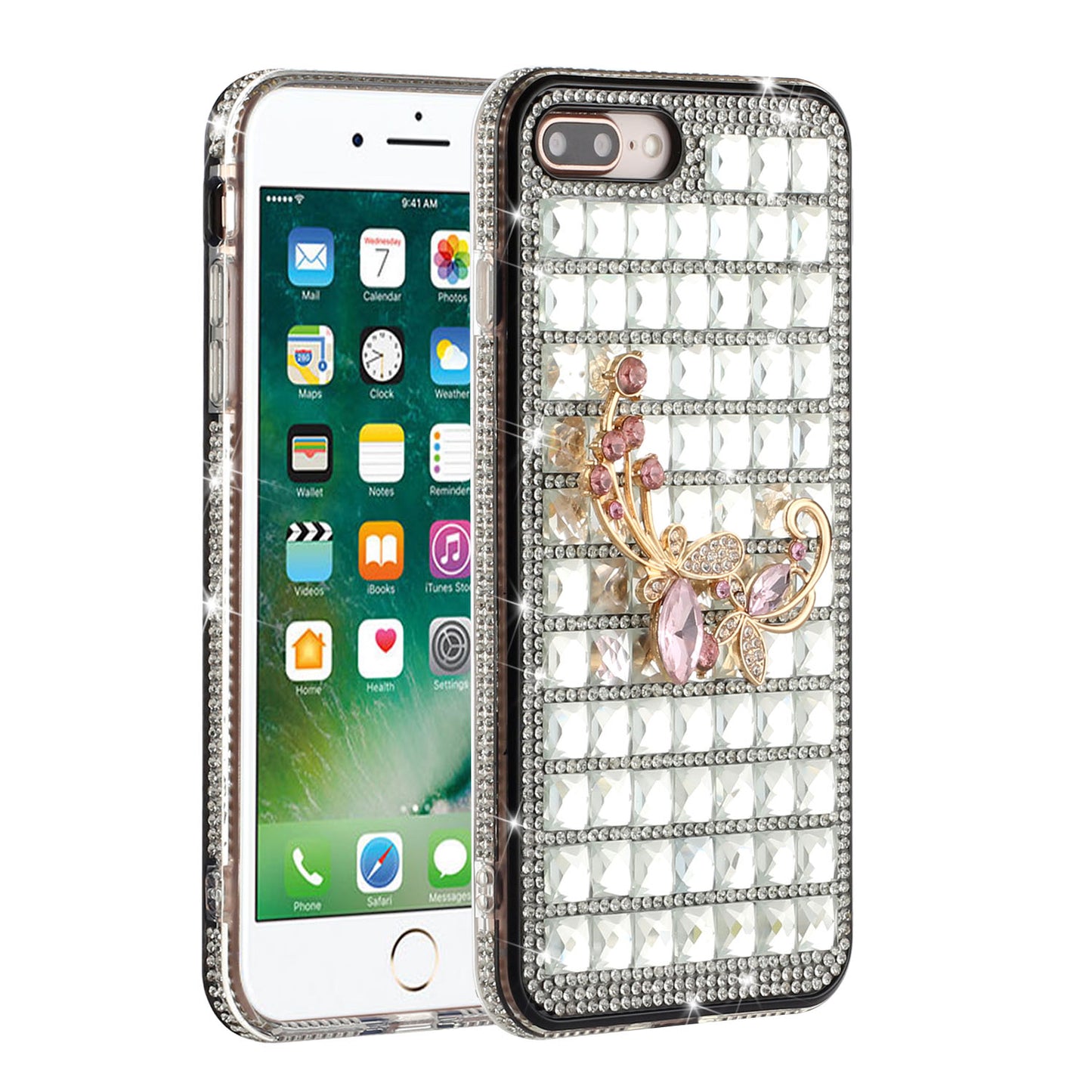 For Apple iPhone 8 /7/6s/6 /SE 2nd Generation Fashion Luxury 3D Bling Diamonds Rhinestone Jeweled Ornament Shiny Crystal  Phone Case Cover