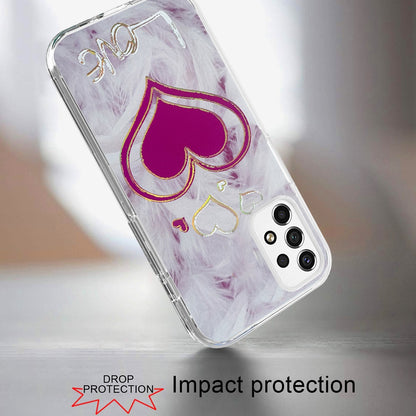 For Samsung Galaxy A53 5G Stylish Gold Layer Printing Design Hybrid Rubber TPU Hard PC Shockproof Armor Rugged Slim Fit Love Phone Case Cover