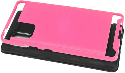 For Motorola Moto One 5G, Moto G 5G Plus Brushed Texture Slim Hybrid Shockproof Dual Layer Hard TPU Silicone Armor Rugged Pink Phone Case Cover