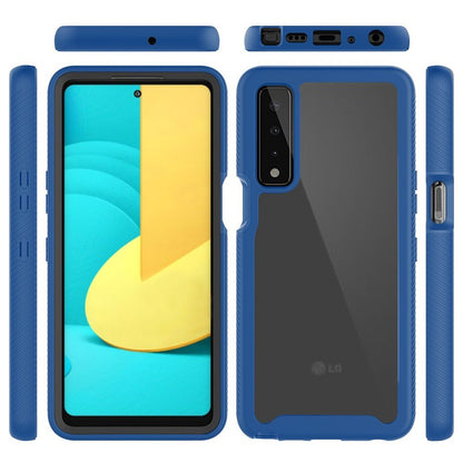 For Motorola Moto One 5G, Moto G 5G Plus, Moto One Lite Clear Dual Layer Rugged Bumper Frame Heavy Duty Hybrid Shockproof Rubber Blue Phone Case Cover