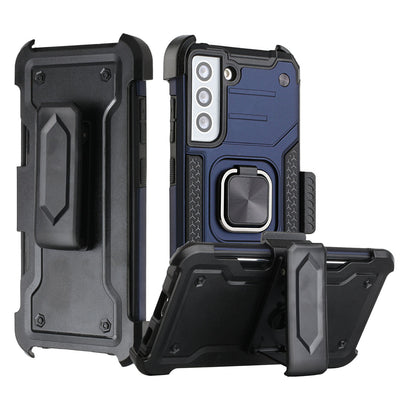 For Samsung Galaxy S21 FE /Fan Edition Holster Combo Clip 3 in 1 Armor Hybrid with Ring Kickstand Shockproof Rugged Dual Layer  Phone Case Cover