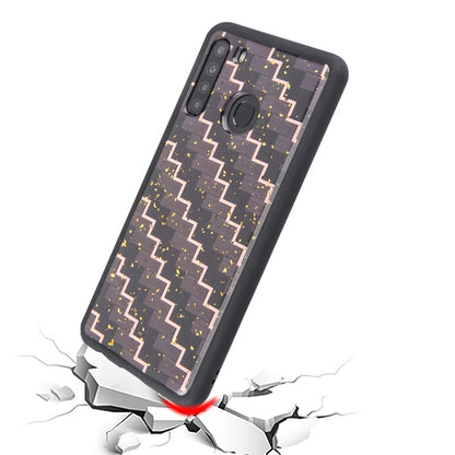 For Samsung Galaxy A21 Stylish Design Hybrid Rubber TPU Hard PC Shockproof Armor Rugged Slim Fit Carbon Fiber Texture Black Phone Case Cover