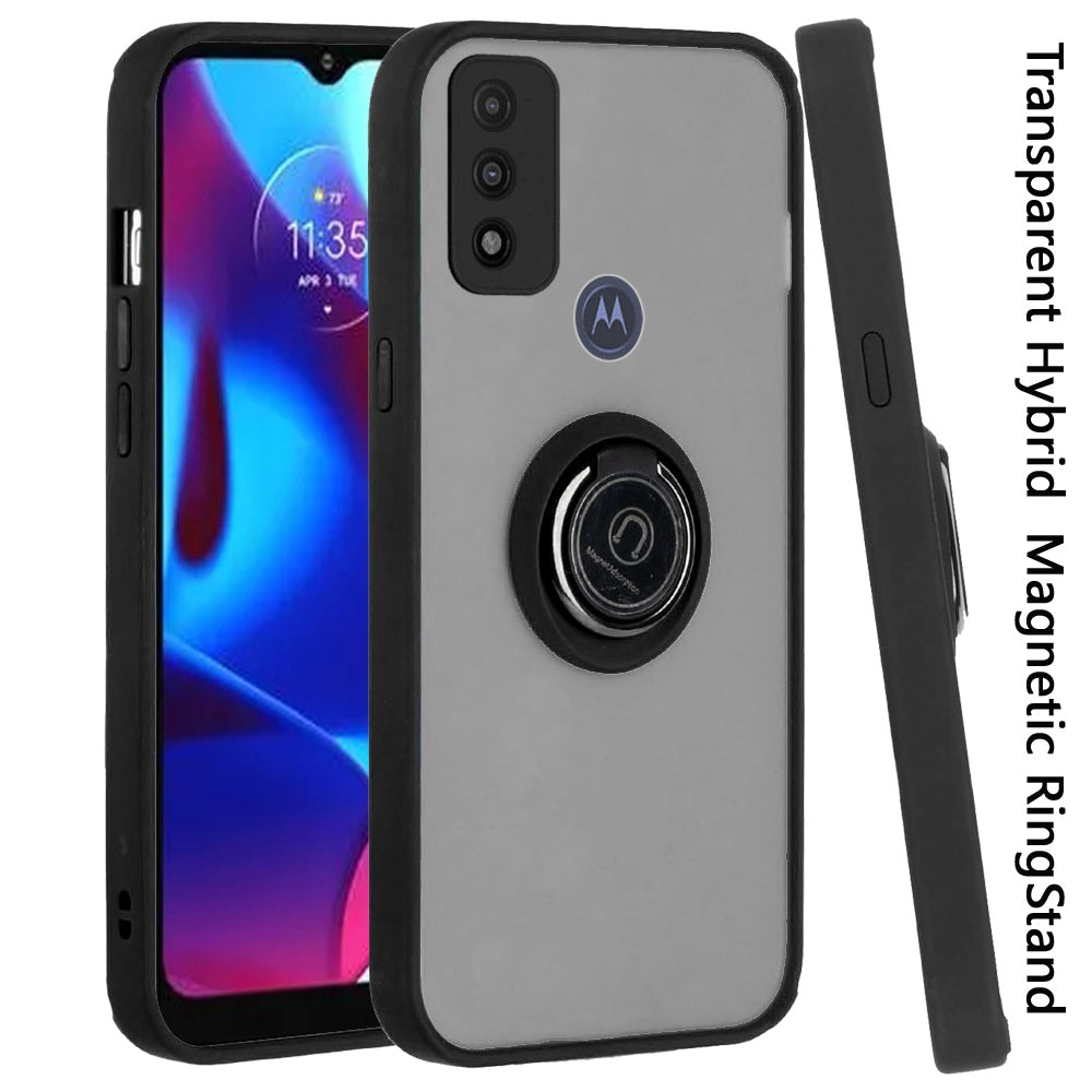 For Motorola Moto G Pure Hybrid Protective PC & TPU Shockproof with 360° Rotation Ring Magnetic Metal Stand & Covered Camera  Phone Case Cover
