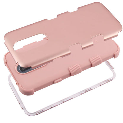 For LG K40 /Harmony 3 Hybrid Three Layer Hard PC Shockproof Heavy Duty TPU Rubber Anti-Drop Rose Gold Phone Case Cover